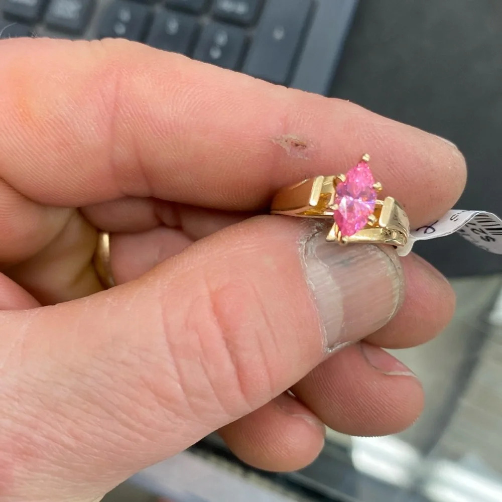 83001 14k pink CZ stone